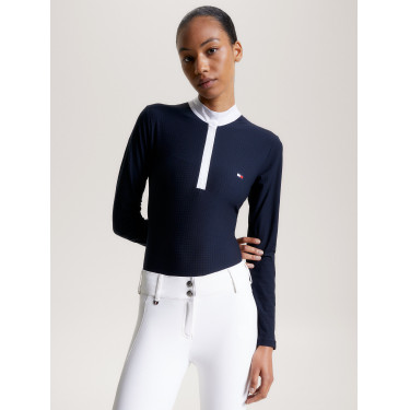 Polo de concours Tommy Hilfiger Equestrian Chelsea Cooling manches longues femme Polo de concours Tommy Hilfiger Equestrian Chelsea Cooling manches longues femme