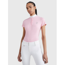 Polo de concours Tommy Hilfiger Equestrian Performance Strass manches courtes femme Rose classique Polo de concours Tommy Hilfiger Equestrian Performance Strass manches courtes femme Rose classique