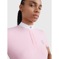 Polo de concours Tommy Hilfiger Equestrian Performance Strass manches courtes femme Rose classique Polo de concours Tommy Hilfiger Equestrian Performance Strass manches courtes femme Rose classique
