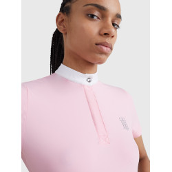 Polo de concours Tommy Hilfiger Equestrian Performance Strass manches courtes femme Rose classique Polo de concours Tommy Hilfiger Equestrian Performance Strass manches courtes femme Rose classique