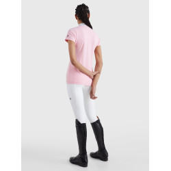 Polo de concours Tommy Hilfiger Equestrian Performance Strass manches courtes femme Rose classique Polo de concours Tommy Hilfiger Equestrian Performance Strass manches courtes femme Rose classique