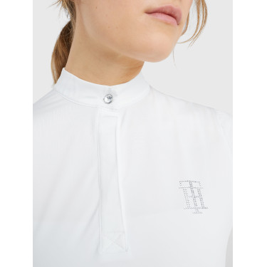 Polo de concours Tommy Hilfiger Equestrian Performance Strass manches courtes femme Blanc Polo de concours Tommy Hilfiger Equestrian Performance Strass manches courtes femme Blanc