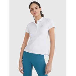 Polo Tommy Hilfiger Equestrian à strass manches courtes femme Blanc