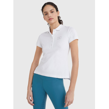 Polo Tommy Hilfiger Equestrian à strass manches courtes femme Blanc