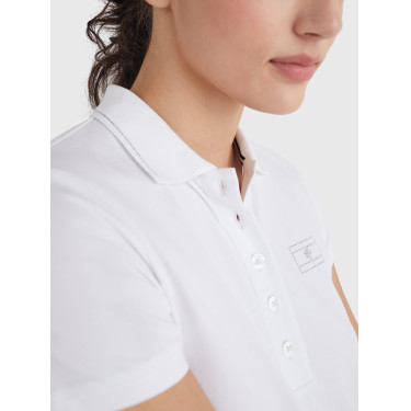 Polo Tommy Hilfiger Equestrian à strass manches courtes femme Blanc