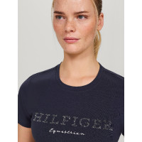 T-shirt Tommy Hilfiger Equestrian Belmont manches courtes à strass femme Bleu marine T-shirt Tommy Hilfiger Equestrian Belmont manches courtes à strass femme Bleu marine
