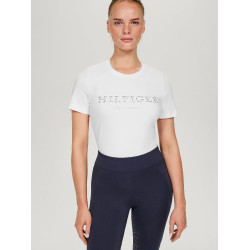 T-shirt Tommy Hilfiger Equestrian Belmont manches courtes à strass femme Blanc