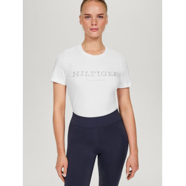 T-shirt Tommy Hilfiger Equestrian Belmont manches courtes à strass femme Blanc