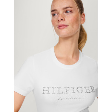 T-shirt Tommy Hilfiger Equestrian Belmont manches courtes à strass femme Blanc T-shirt Tommy Hilfiger Equestrian Belmont manches courtes à strass femme Blanc