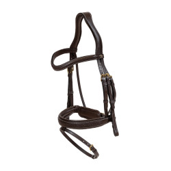 Bridon Dy'on D collection muserolle combinée tressé avec Pull Back Marron