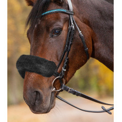 Rembourrage peau d'agneau Waldhausen dessus de muserolle ou têtière Noir Rembourrage peau d'agneau Waldhausen dessus de muserolle ou têtière Noir