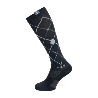 Chaussettes d'équitation ELT Argyle Noir / bleu pierre