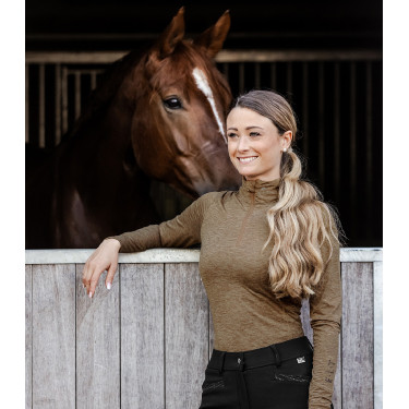 T-shirt zippé ELT fonctionnel Milano Cappuccino mélange Marron T-shirt zippé ELT fonctionnel Milano Cappuccino mélange Marron