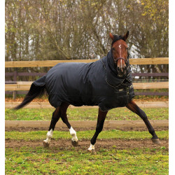 Couverture Horseware Trot Plus avec couvre-cou 350g Noir / noir / tan