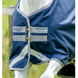 Couverture Horseware Amigo Bravo 12 Original 0g 1200D Marine / gris titanium / argent Bleu marine