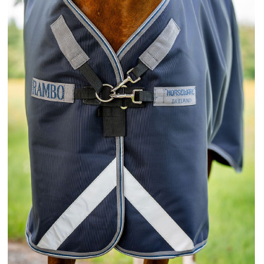 Couverture Horseware Rambo Supreme Turnout Vari-layer 1680D 450g Marine / orage / gris argent Bleu marine