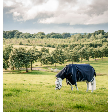 Couverture Horseware Rambo Supreme Turnout Vari-layer 1680D 450g Marine / orage / gris argent Bleu marine