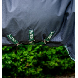 Couverture Horseware d'extérieur Rambo Wug 0g 1000D Marine / vert chasseur / argent Bleu marine
