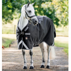 Couverture Horseware Rambo 1680D Turnout 250g VL Noir / orage / gris argent