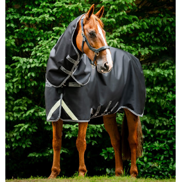 Couverture Horseware Rambo 1680D Turnout Plus 100g Noir / orage / gris argent