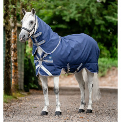Couverture Horseware Rhino Plus Poney Turnout 0g Noir / gris titane / bleu classique Couverture Horseware Rhino Plus Poney Turnout 0g Noir / gris titane / bleu classique