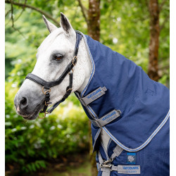 Couverture Horseware Rhino Plus Poney Turnout 0g Noir / gris titane / bleu classique Couverture Horseware Rhino Plus Poney Turnout 0g Noir / gris titane / bleu classique
