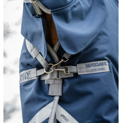 Couverture Horseware Amigo 1200D Integrated Turnout 150g Marine / gris titane / argent Bleu marine