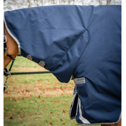 Couverture Horseware Amigo 1200D Integrated Turnout 150g Marine / gris titane / argent Bleu marine