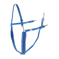 Large Y-bricole Finn-Tack synthétique avec passepoil Bleu / blanc