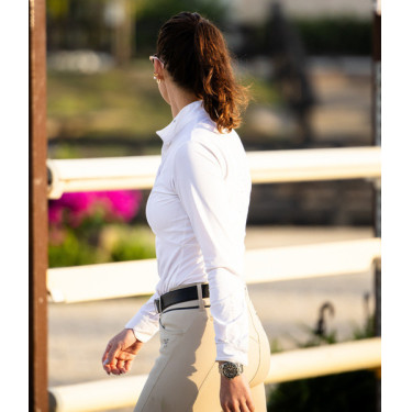 Polo de concours Monica Horse Pilot manches longues femme Blanc