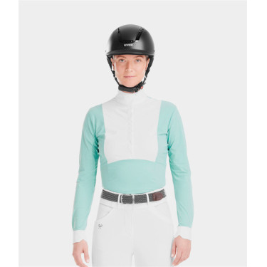 Polo de concours Monica Horse Pilot manches longues femme Sea green
