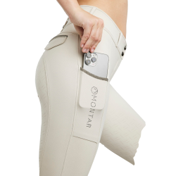Pantalon Montar MoGloria full grip femme bande caviar Gris argenté clair