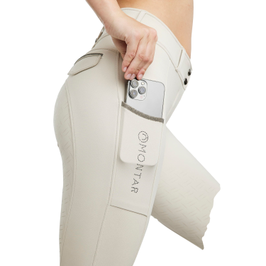 Pantalon Montar MoGloria full grip femme bande caviar Gris argenté clair