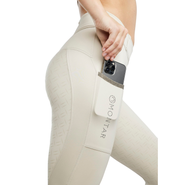 Legging Hybrid pull-on Montar MoGloria bande Caviar full grip femme Gris argenté clair