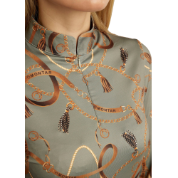 Polo manches longues Montar imprimé Haily bridle femme Dusty green Vert