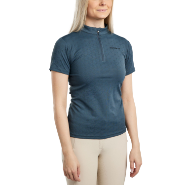 Polo d'entrainement Montar MoCilia raffiné manches courtes Jacquard femme Ardoise foncée Gris
