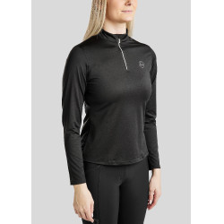 Polo de concours Montar Everly crystal logo manches longues femme Noir