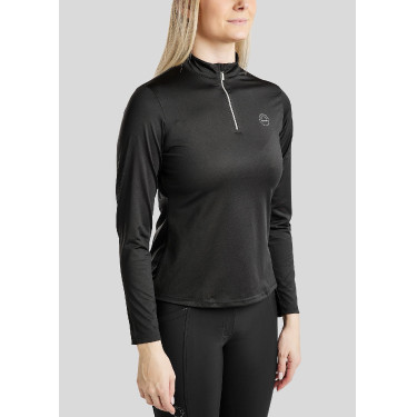 Polo de concours Montar Everly crystal logo manches longues femme Noir