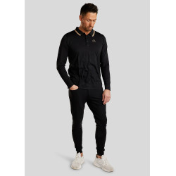 Polo Montar MoDrake homme col contrastée manches longues Noir Polo Montar MoDrake homme col contrastée manches longues Noir