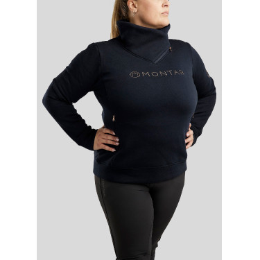 Pull Montar Naja fermeture zippé au cou crystal rose gold Curve femme Marine Bleu marine