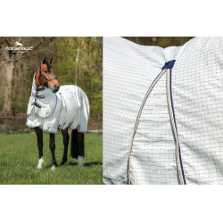 Couverture anti-mouches Horseware Rambo Optimo Supreme Summer Sheet Plus Carreaux marine / gris orage / argent Motifs