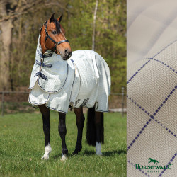 Couverture anti-mouches Horseware Rambo Optimo Supreme Summer Sheet Plus Carreaux marine / gris orage / argent Motifs