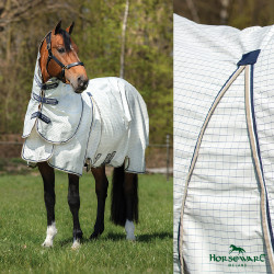 Couverture anti-mouches Horseware Rambo Optimo Supreme Summer Sheet Plus Carreaux marine / gris orage / argent Motifs
