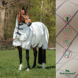 Couverture anti-mouches Horseware Rambo Optimo Supreme Summer Sheet Plus Carreaux marine / gris orage / argent Motifs