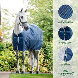Couverture d'écurie Horseware Ionic Therapy 50g Bleu imperial / argent / marine