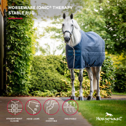 Couverture d'écurie Horseware Ionic Therapy 50g Bleu imperial / argent / marine