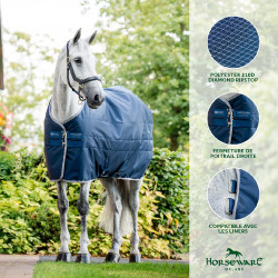 Couverture d'écurie Horseware Ionic Therapy 50g Bleu imperial / argent / marine