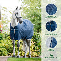 Couverture d'écurie Horseware Ionic Therapy 50g Bleu imperial / argent / marine