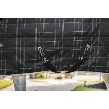 Couverture d'écurie Horseware Rhino 350g VL Noir / carreaux blanc gris Couverture d'écurie Horseware Rhino 350g VL Noir / carreaux blanc gris