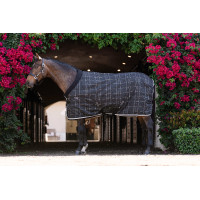 Couverture d'écurie Horseware Rhino Poney 100g Noir / carreaux blanc gris Couverture d'écurie Horseware Rhino Poney 100g Noir / carreaux blanc gris